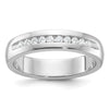14k White Gold Men's Polished and Grooved 10-Stone 1/4 Carat AA Quality Diamond Ring