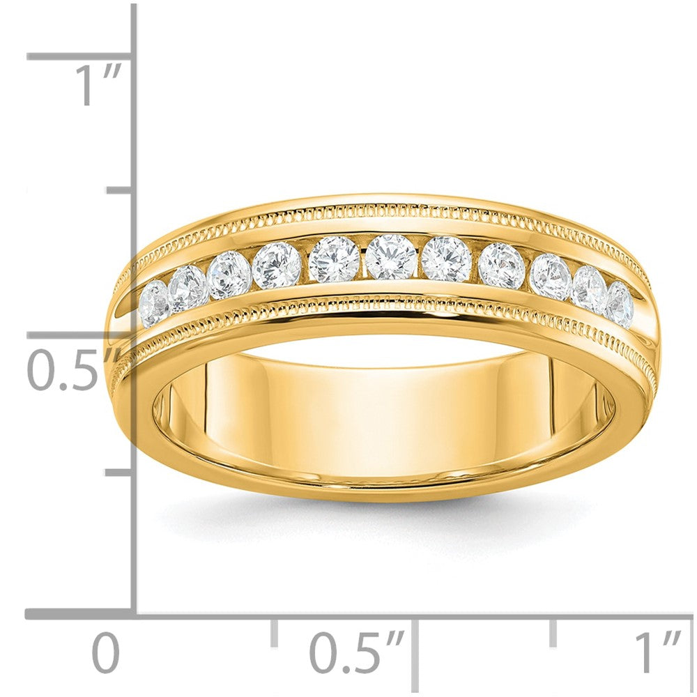 10k Men's Polished and Milgrain 11-Stone 1/2 Carat A Quality Diamond Ring