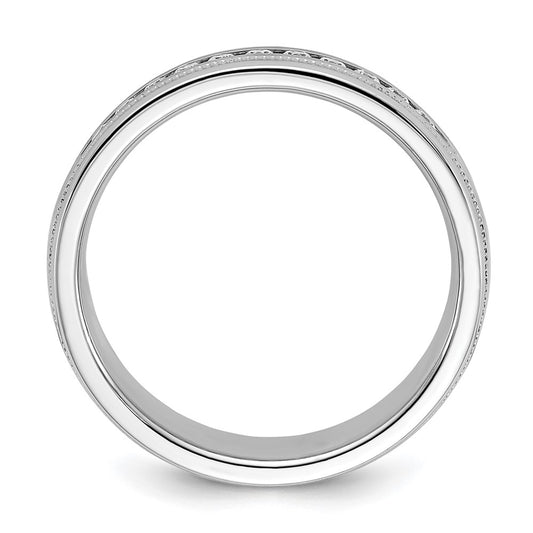 14k White Gold Men's Polished and Milgrain 11-Stone 1/4 Carat AA Quality Diamond Ring