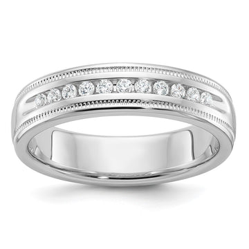 14k Men's Polished and Milgrain 11-Stone 1/4 Carat Lab Grown Diamond Ring