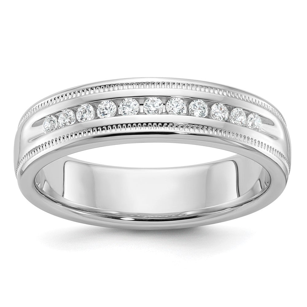 14k Men's Polished and Milgrain 11-Stone 1/4 Carat Lab Grown Diamond Ring