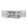 14k White Gold Men's Polished and Milgrain 11-Stone 1 Carat AA Quality Diamond Ring