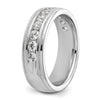 14k White Gold Men's Polished and Milgrain 11-Stone 1 Carat AA Quality Diamond Ring