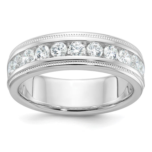 14k White Gold 1 carat Lab Grown Diamond VS/SI+ G+ Complete Polished and Miligrain Eleven Stone Men's Ring