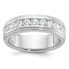 14k White Gold Men's Polished and Milgrain 11-Stone 1 Carat AA Quality Diamond Ring