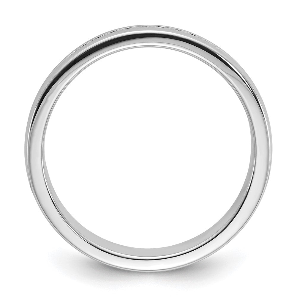 14k White Gold Men's Polished and Grooved Square 10-Stone 1/4 Carat AA Quality Diamond Ring