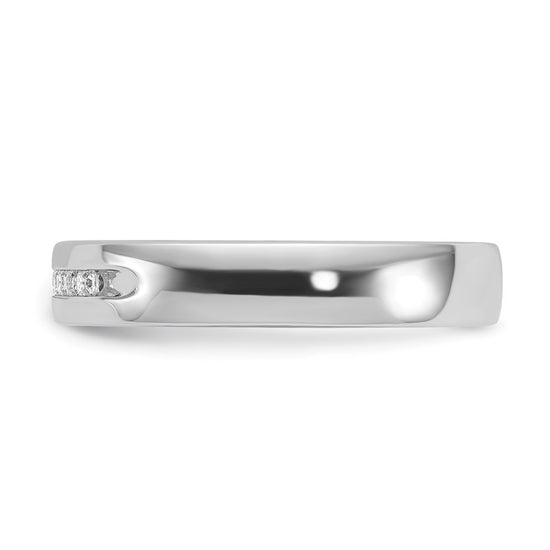 14k White Gold Men's Polished and Grooved Square 10-Stone 1/4 Carat AA Quality Diamond Ring