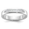 14k White Gold Men's Polished and Grooved Square 10-Stone 1/4 Carat AA Quality Diamond Ring
