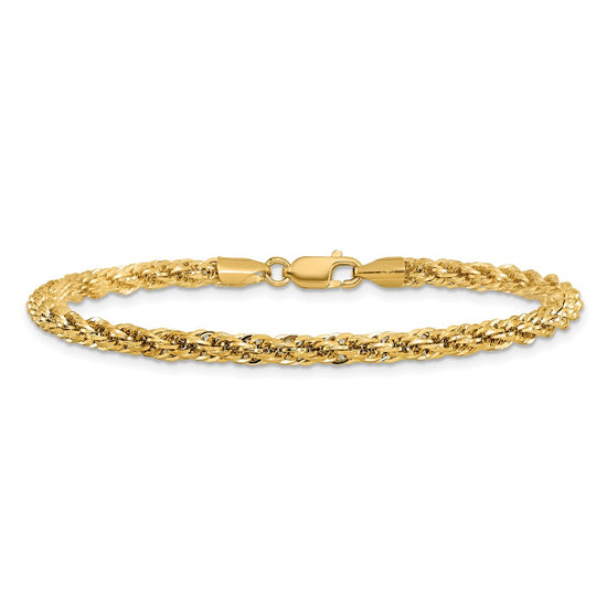 14K 7 inch 3.3mm Diamond-cut Semi Solid with Lobster Clasp Chain