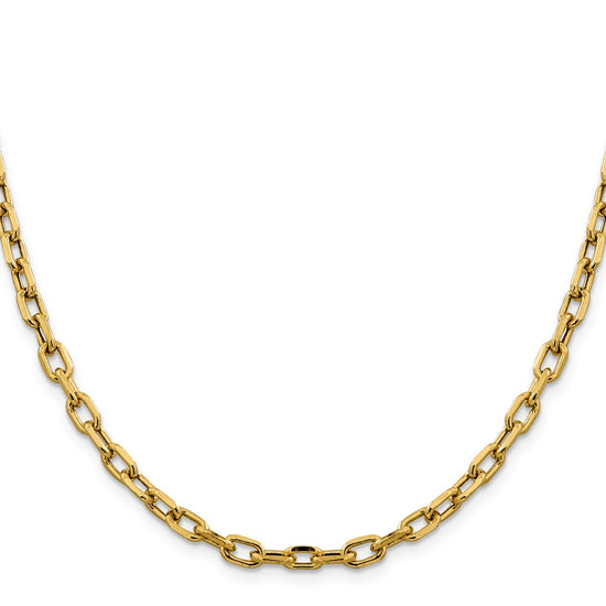 Gold (14K) Semi-solid Diamond-Cut Open Link Cable Chain
