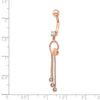 14k Rose Gold 14 Gauge CZ Heart 3-Chain Dangle Belly Ring