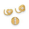 14K 22 Gauge CZ Heart / Flower / Circle 3-piece Nose Post Set