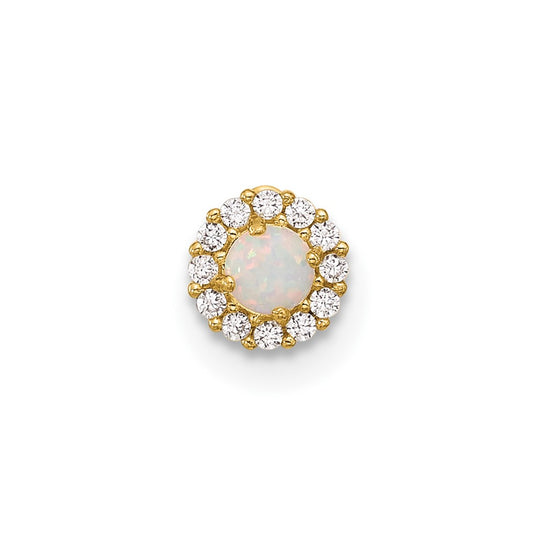 14K 18 Gauge Lab Created Opal and CZ Halo Screwback Cartilage Body Jewelry