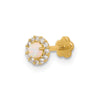 14K 18 Gauge Lab Created Opal and CZ Halo Screwback Cartilage Body Jewelry