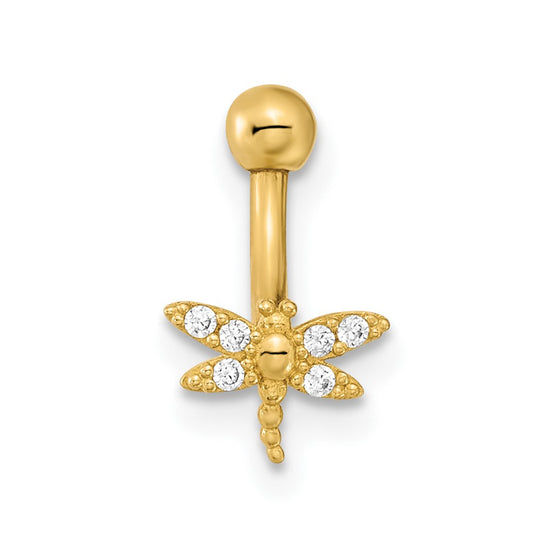 14K 14 Gauge Dragonfly CZ Eyebrow Body Jewelry