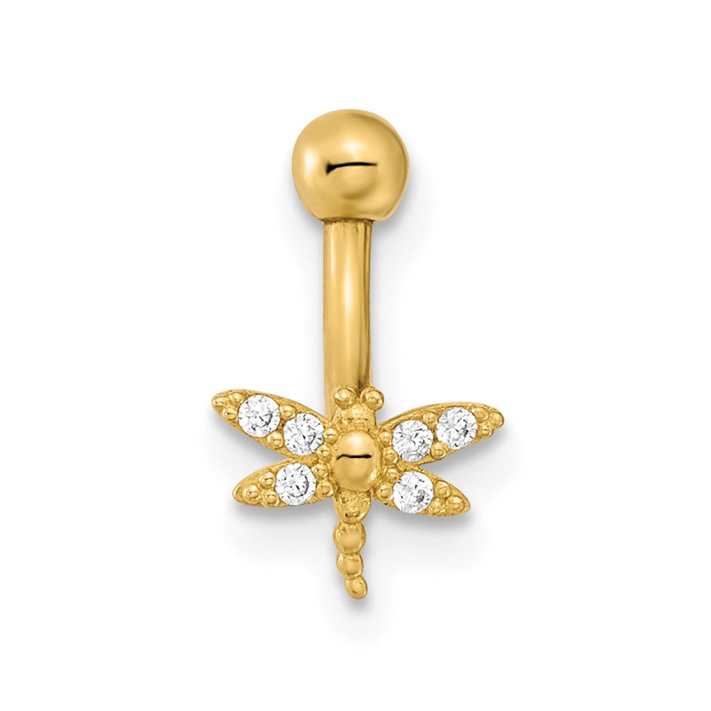 14K 14 Gauge Dragonfly CZ Eyebrow Body Jewelry