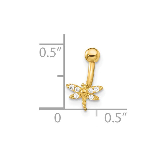 14K 14 Gauge Dragonfly CZ Eyebrow Body Jewelry