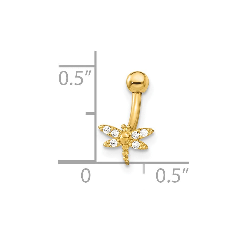 14K 14 Gauge Dragonfly CZ Eyebrow Body Jewelry