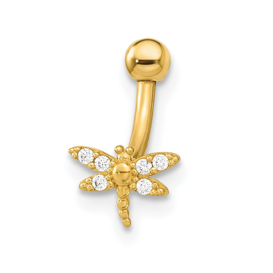 14K 14 Gauge Dragonfly CZ Eyebrow Body Jewelry