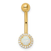 14k 14 Gauge Lab Created Opal and CZ Halo Belly Ring
