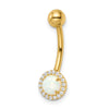 14k 14 Gauge Lab Created Opal and CZ Halo Belly Ring