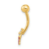 14K 14 Gauge Dragonfly Pink and Clear CZ Belly/Navel Ring Body Jewelry