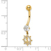 14k 14 Gauge CZ Anchor and Ships Wheel Belly Ring