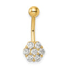 14k 14 Gauge CZ Flower Belly Ring