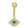 14K 14 Gauge Multi-color CZ Belly/Navel Ring Body Jewelry