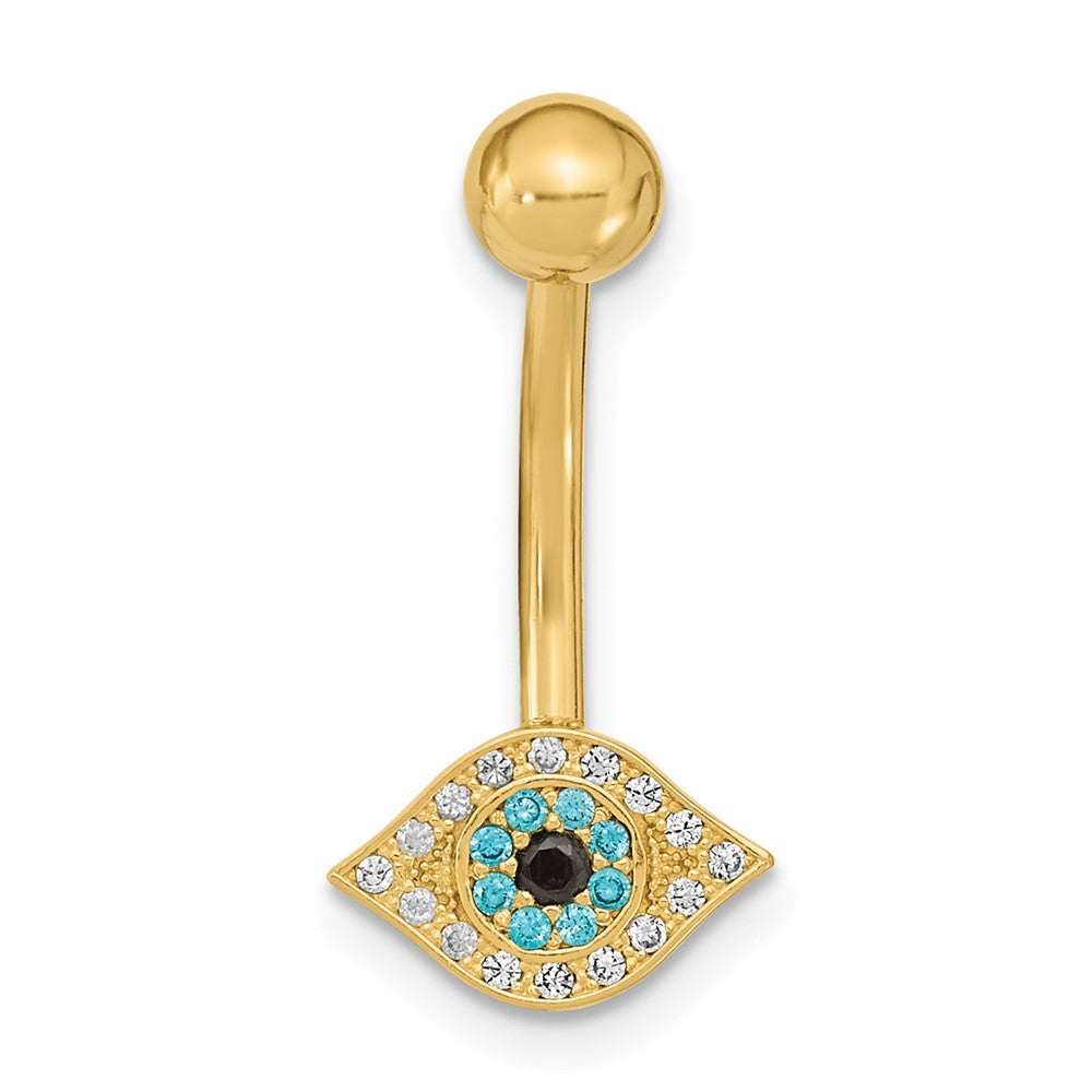 14K 14 Gauge Multi-color CZ Belly/Navel Ring Body Jewelry