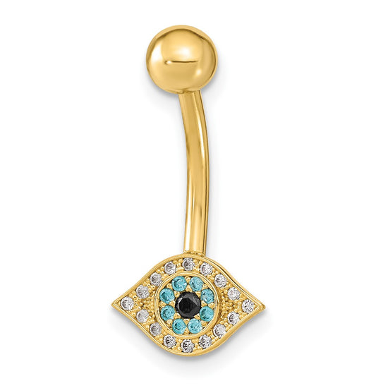 14K 14 Gauge Multi-color CZ Belly/Navel Ring Body Jewelry