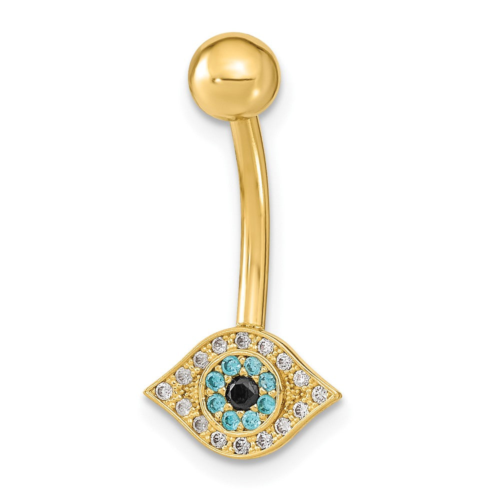 14K 14 Gauge Multi-color CZ Belly/Navel Ring Body Jewelry