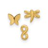 14K 22 Gauge Polished Infinity Symbol / Dragonfly / Butterfly 3-piece Nose Stud Set