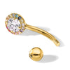 14k 14 Gauge Polished Rainbow CZ Halo Navel/Belly Ring