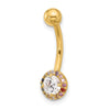 14k 14 Gauge Polished Rainbow CZ Halo Navel/Belly Ring