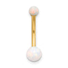 14K 14 Gauge Polished Lab Created Opal Navel/Belly Ring