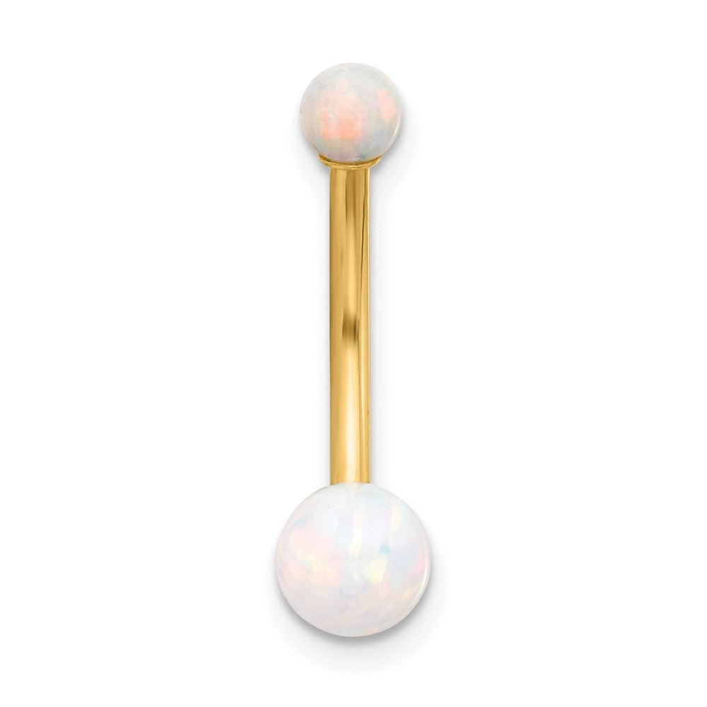 14K 14 Gauge Polished Lab Created Opal Navel/Belly Ring
