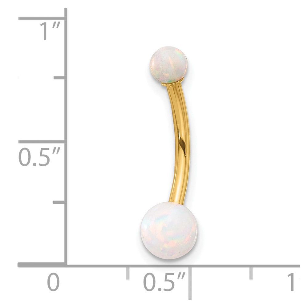 14K 14 Gauge Polished Lab Created Opal Navel/Belly Ring