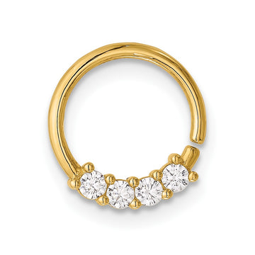 14K 18 Gauge Polished CZ Cartilage Ring