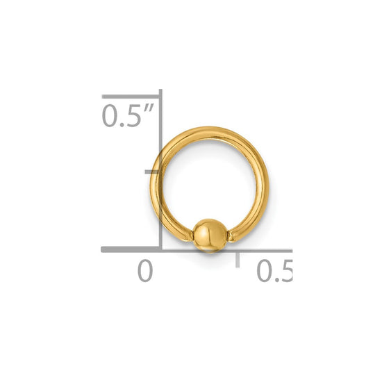 14K 16 Gauge Polished Septum Cartilage Ring