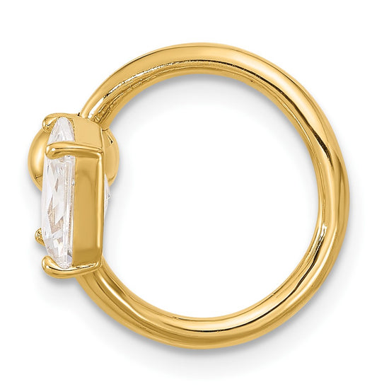 14k 14 Gauge Polished Square CZ Cartilage Ring