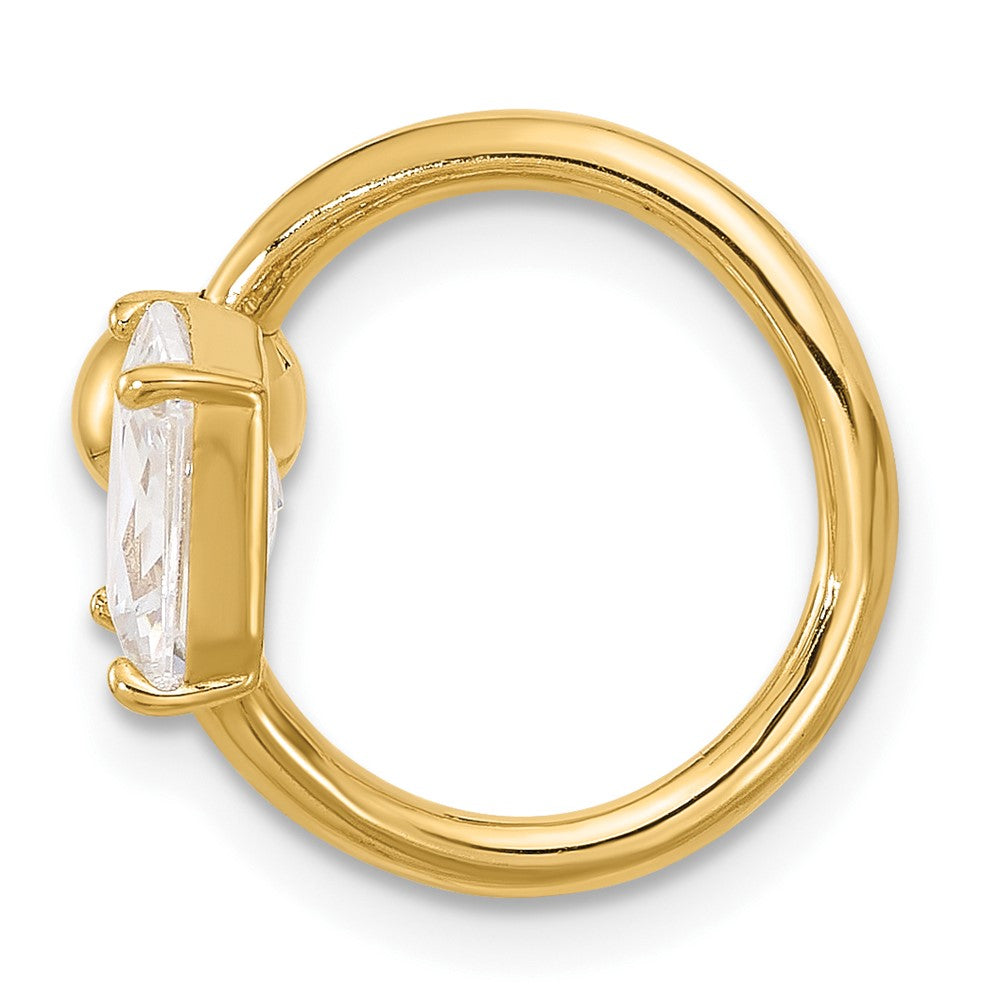 14k 14 Gauge Polished Square CZ Cartilage Ring