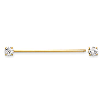14k 16 Gauge Polished 3mm CZ Industrial Body Jewelry