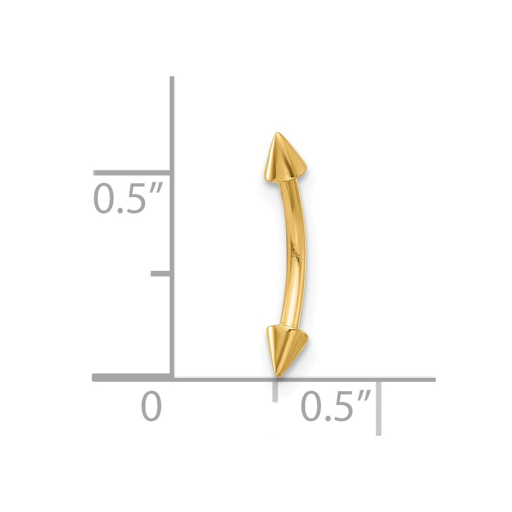 14K 16 Gauge Polished Spiked Eyebrow Jewelry