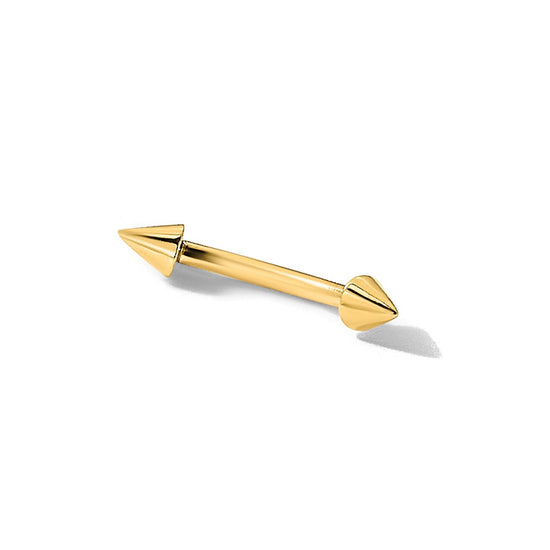 14K 16 Gauge Polished Spiked Eyebrow Jewelry