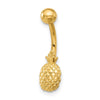 14K 14 Gauge Polished and Textured Pineapple Navel/Belly Ring