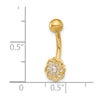 14K 14 Gauge Polished CZ Flower Navel/Belly Ring