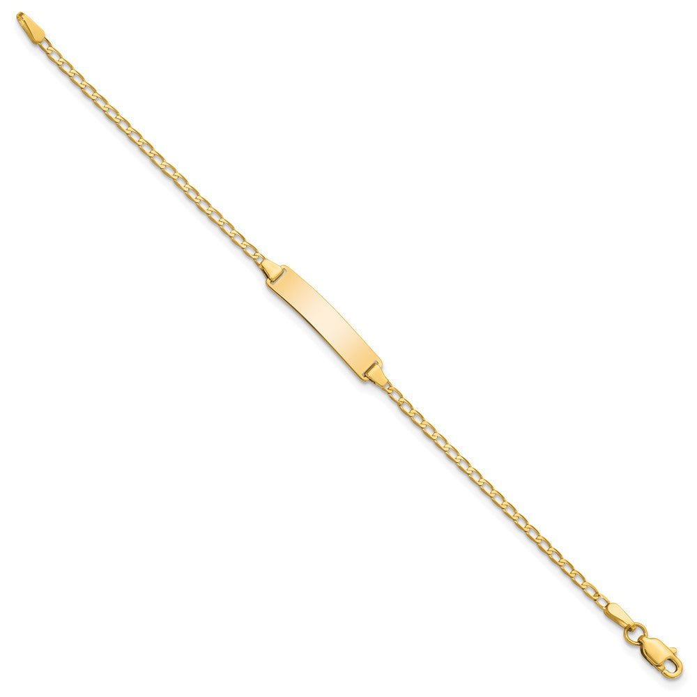 14k Polished Solid Chain/Solid Plate Flat Curb Link 22.5x4.8mm Plate 5.5 inch Baby/Child ID Bracelet