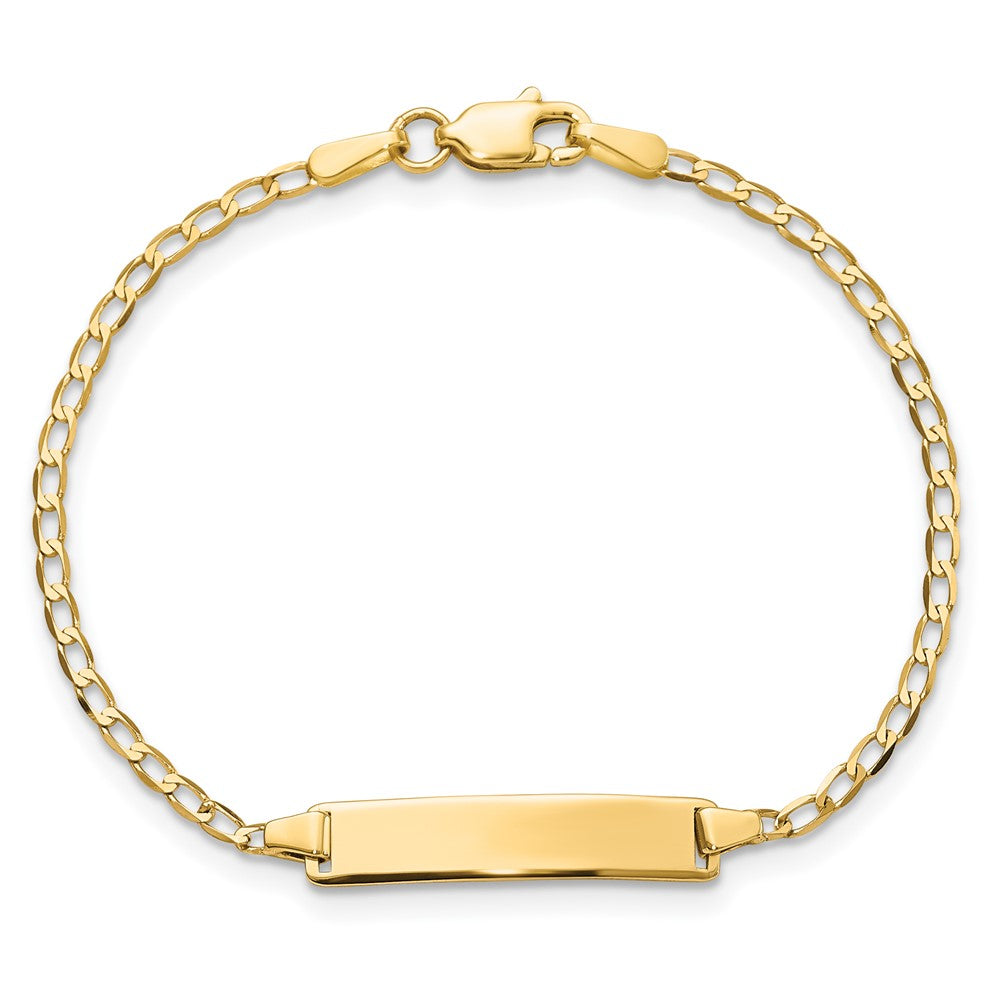 14k Polished Solid Chain/Solid Plate Flat Curb Link 22.5x4.8mm Plate 5.5 inch Baby/Child ID Bracelet