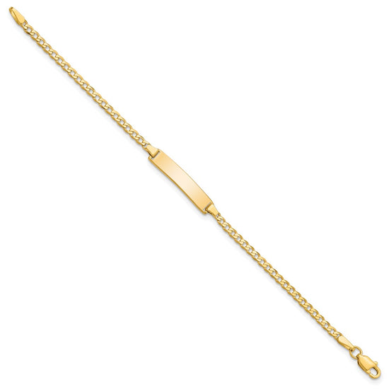 14k Polished Solid Chain/Solid Plate Flat Curb Link 22.5x4.5mm Plate 6 inch Baby/Child ID Bracelet